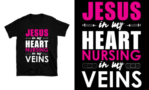 Jesus in My Heart Nursing T-Shirt Designs